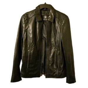 Whet Blu Women's Large Patricia Black Leather Jacket WBL1091 Zippered Cuffs